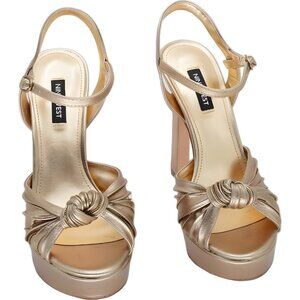 Nine West Winne Knot Platform Heel Bronze Women's US 6.5M